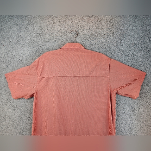 World Wide Sportsman Orange Seersucker Fishing Boating Shirt Sz L Vented - Picture 7 of 10